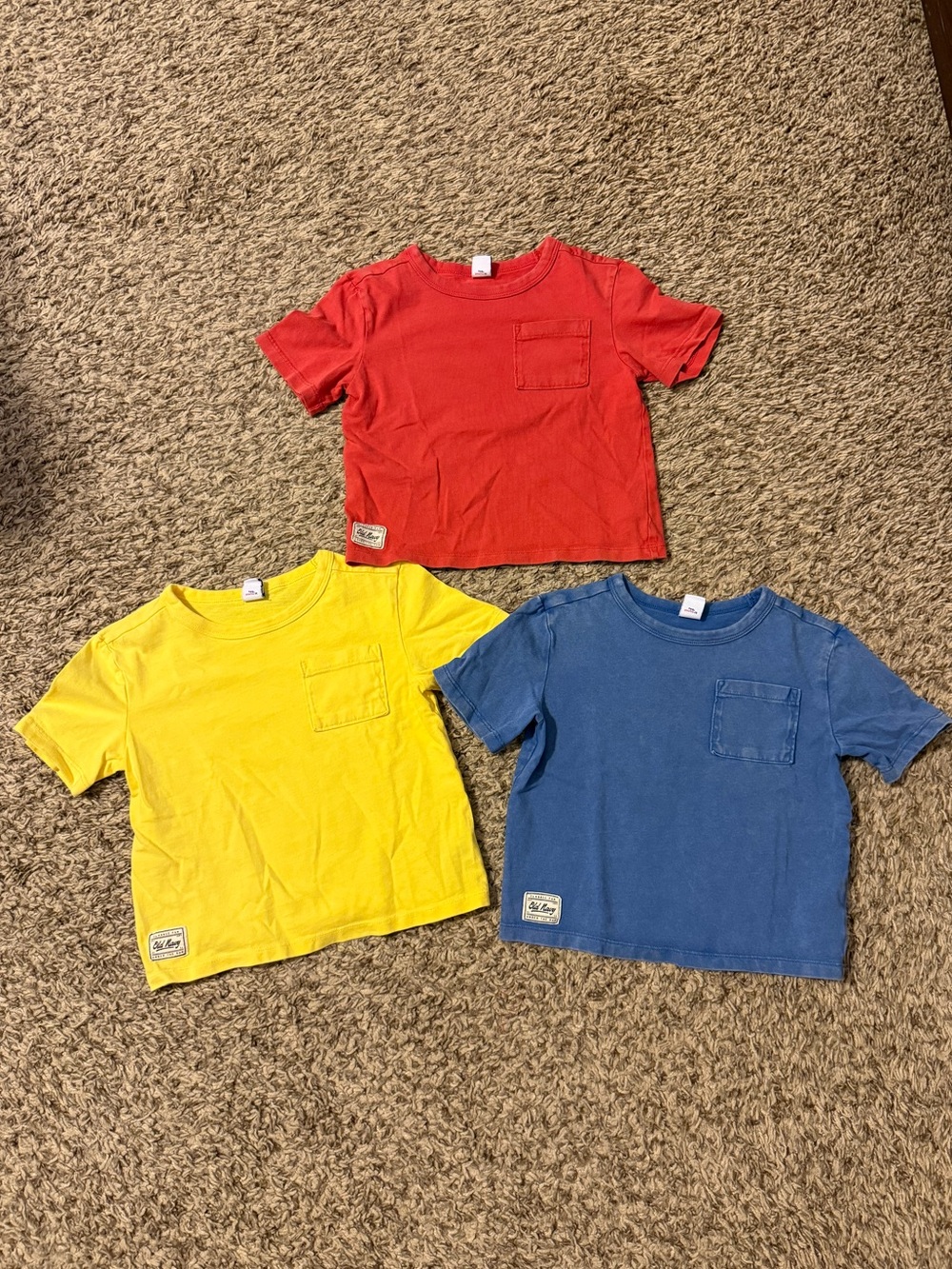 Old Navy Short-Sleeve Pocket Tees in Red, Yellow & Blue